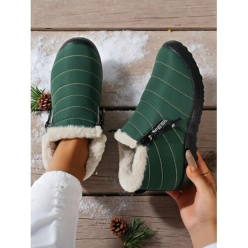 Burgunderrote wasserdichte Winterstiefeletten für Damen mit Kunstfellfutter – warme Schlupf-Schneeschuhe für kaltes Wetter und Outdoor-Aktivitäten Image