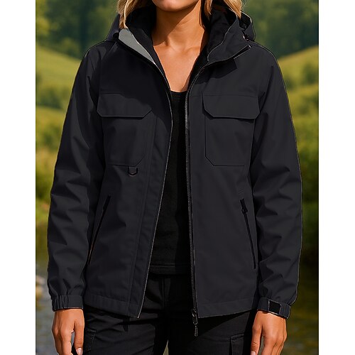 Damen Windjacke Softshelljacke Wanderjacke Außen Wasserdicht Winddicht Wanderoutfits Wanderbekleidung Frühling Herbst Oberteil Camping / Wandern / Höhlenforschung Laufen Einfarbig Schwarz Weiß Rosa Image