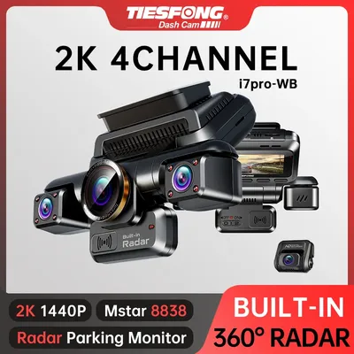 TiESFONG 4CH GPS Dash Cam i7pro Front 4K/2K+3*1080P for Car 360 DVR Camera 24H Parking Mode WiFi Video Recorder IR Night Vision