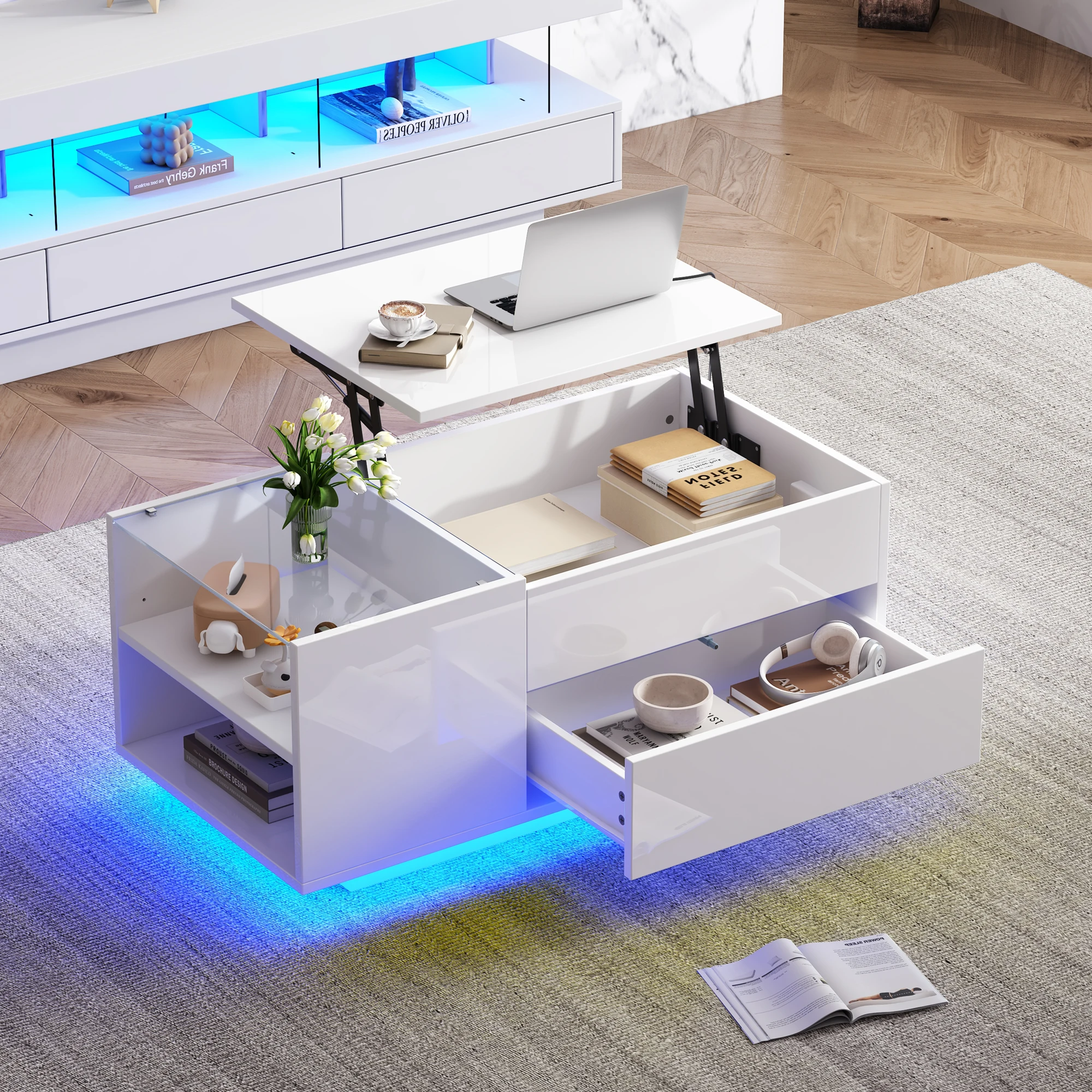 Table basse Table basse réglable en hauteur Table d