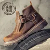 Vintage Motorradfahrer Stiefel Retro Herren Sneakers Motorrad Biker Stiefel Lederstiefel Schuhe Sicherheit Motorradausrüstung