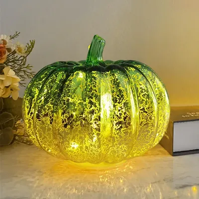 Timed Pumpkin Decorations Halloween Twinkle Light Pumpkins Timer Starry Night Glass Decorations for Fall Home Bedroom Halloween