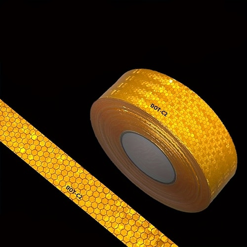 Gut sichtbares Dot-C2-Reflektorband – 1 Stück, robuster, wasserdichter Sicherheitswarnaufkleber für Nachtsichtbarkeit und Gefahrenwarnung, ideal für Anhänger, LKW, Fahrräder und den Außenbereich Image