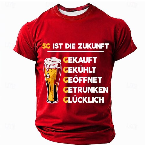 Herren T-Shirt mit kurzem Ärmel - Lustiges deutsches Bier '5G ist die Zukunft' Wortspiel für Hobbys Lifestyle Image