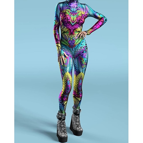 Gemusterte Zentai-Anzüge Cosplay Kostüm Bodysuit Drucken Karnevalskostüm Ganzkörperanzug Herren Damen Jungen Sexy Kostüm Halloween Kostüm für Leistung Party Maskerade Kinder Erwachsene Image