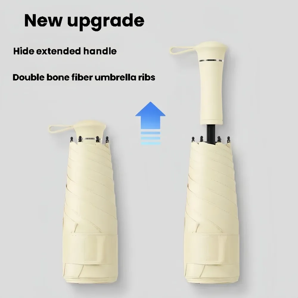 Mini-faltbarer Regenschirm, einziehbar, fünffach, UV-Schutz, Sonnenschutz, Regenschirm, Sonnenschutz gegen UV-Strahlen Image