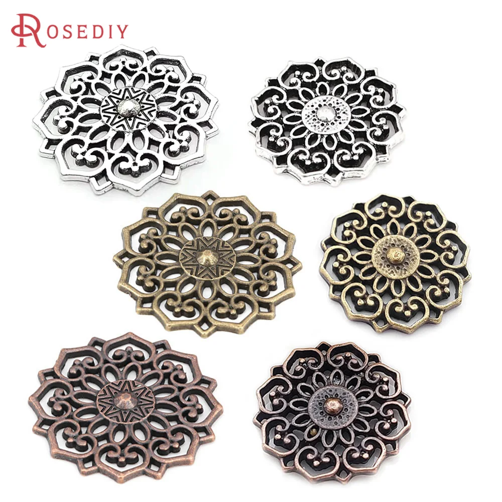 10PCS 20MM 31,5 MM Antike Silber Farbe Zink-legierung Große Dekorative Blume Verbinden Charms Anhänger Schmuck Erkenntnisse Zubehör