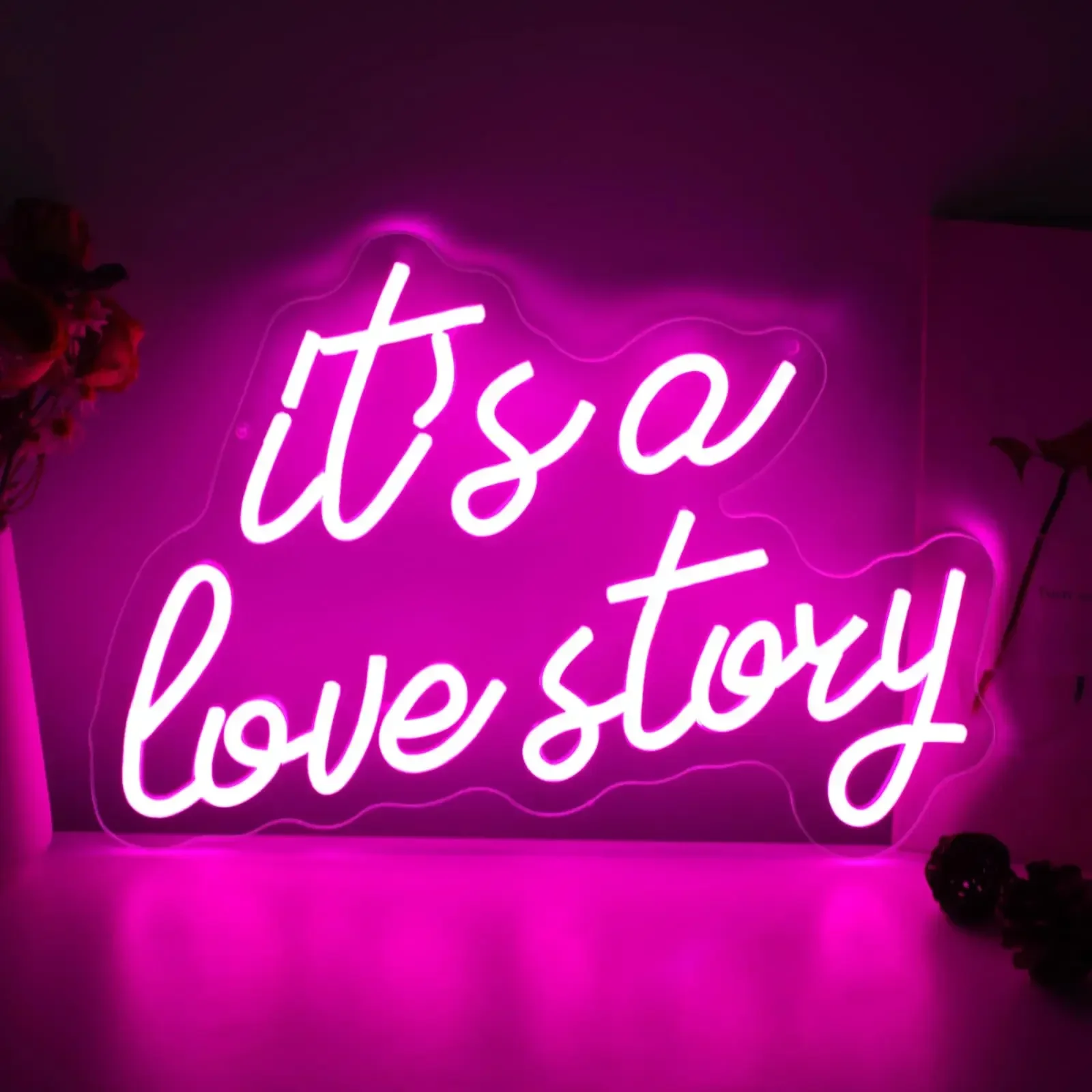 It's a Love Story Neonlichtschild für Hochzeit, Party, Wanddekoration, LED-Neonschilder, Zimmer, Schlafzimmer, Wanddekoration, Neonlampe, USB-Stromversorgung Image