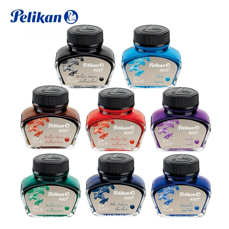 Pelikan 4001-Serie, 9 Farben, Deutschland, ohne Kohlenstoff, Füllfederhalter, Tinte, nicht verstopfend, 62,5/30 ml, Schulbedarf, Schreibwaren für JINHAO Image