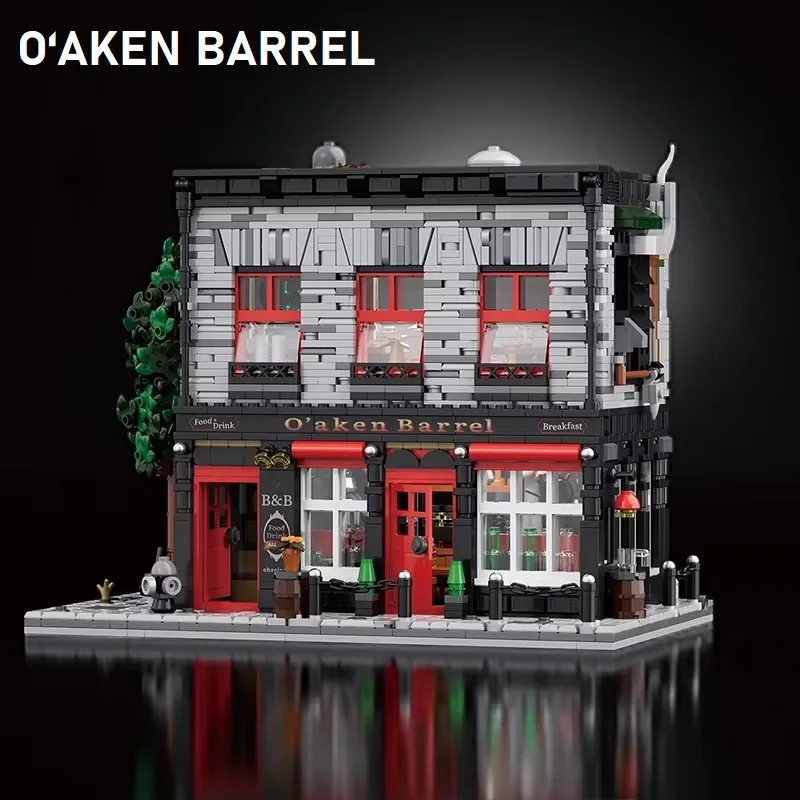 2368 stücke O'Aken Barrel Pub Bausteine Sets Stadt Street View Montieren Modell Ziegel Spielzeug Taverne Ornamente Geschenke Für Urlaub Image