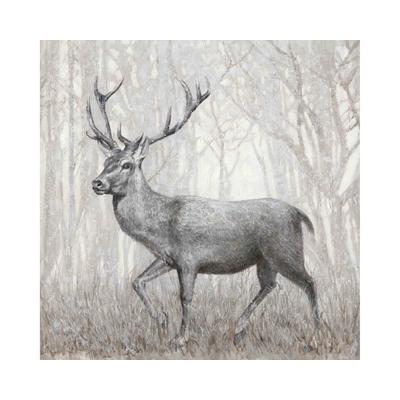 La Casa »Hirsch im Wald schwarz/weiß/braun« Ölbild 100x100 cm auf Leinwand Image