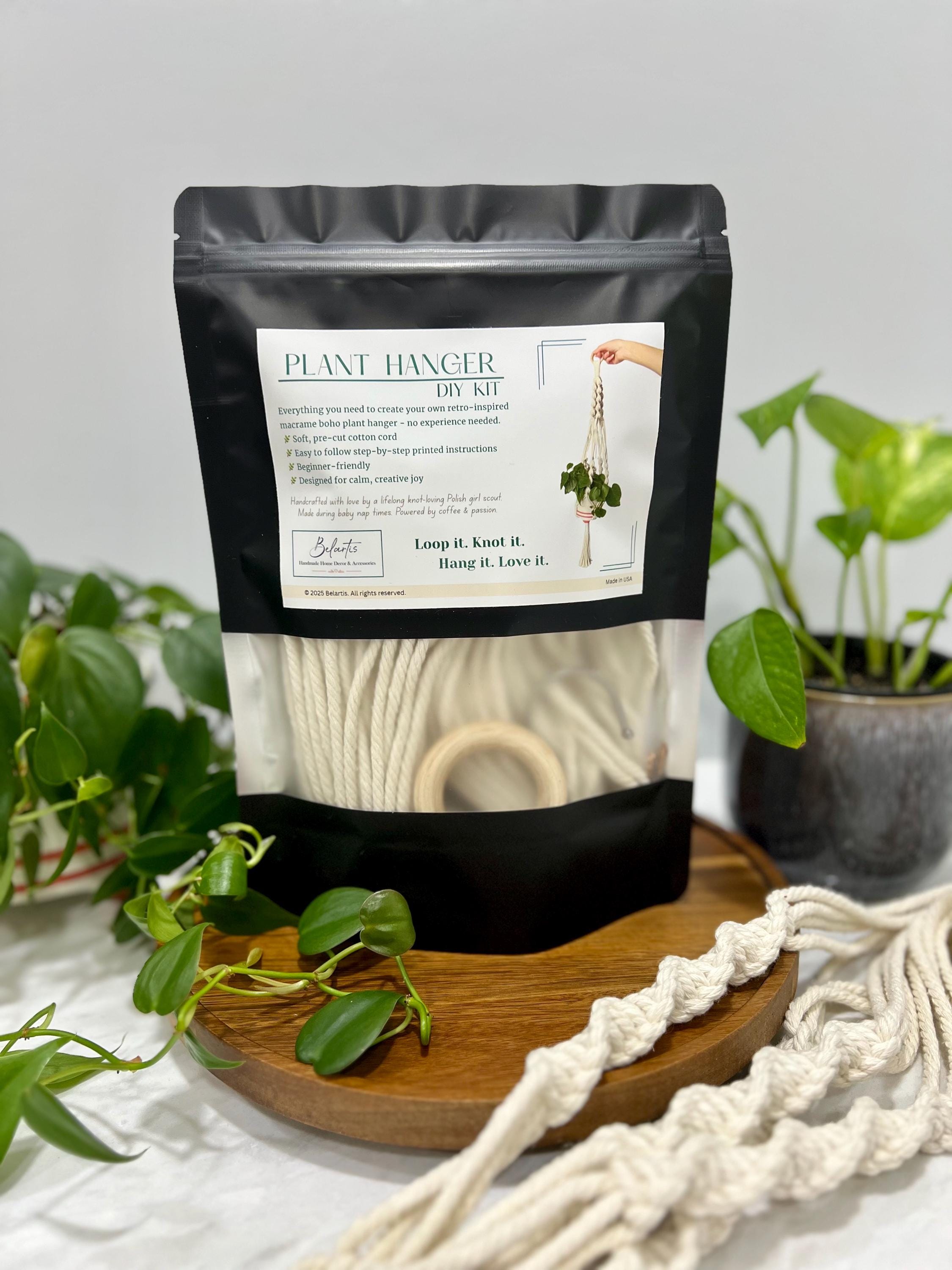 Kit fai da te per appendere le piante in macramè - Kit per principianti in macramè - Arteterapia - Regalo fatto a mano - Tutorial facile in macramè -