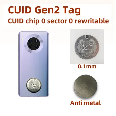 CUID tag Gen2 13.56mhz RFID Wet Inlay Sector 0 Block 0 UID Rewritable For NFC Andriod MCT Copy Clone cuid Anti metal Sticker