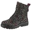 Schnürboots RICOSTA "Anni WMS: normal", Kinder, Gr. 31, schwarz (schwarz multi), Veloursleder, Glitzer, casual, Schuhe, Glitzerschuh mit TEX-Ausstattung, Größenschablone zum Download