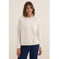 Sweatshirt CECIL, Damen, Gr. M (40), beige (light beige), Sweatware, 85% Polyester, 13% Viskose, 2% Elasthan, Strukturmuster, casual, normal, Rundhals, Langarm Bündchen, Sweatshirts