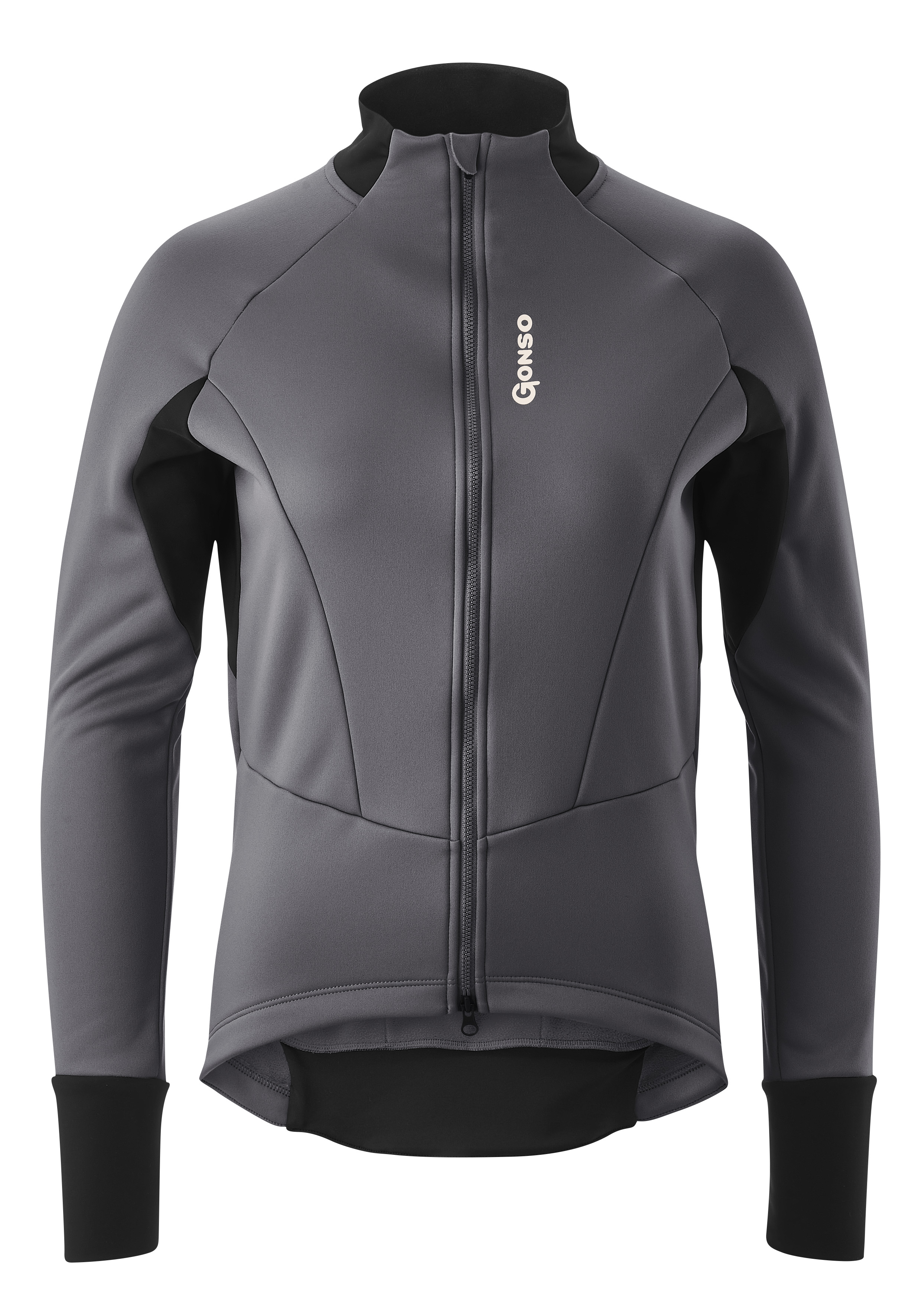 Fahrradjacke GONSO "ROAD JACKET SOFTSHELL W", Damen, Gr. 36, grau, 80% Polyester, 15% Polyamid, 5% Elasthan, Rundhals, Jacken, Damen Softshell-Jacke, atmungsaktive Radjacke, Tight Fit Image