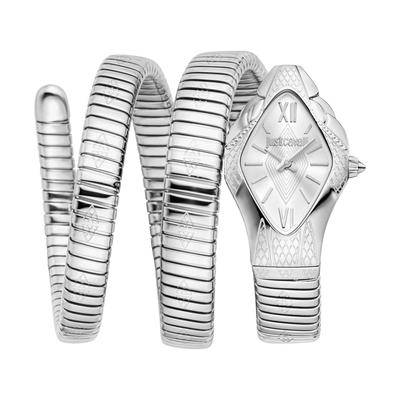 Quarzuhr JUST CAVALLI TIME "Cristallo", silberfarben, silberfarben, Armbanduhren, Damen, Armbanduhr, Damenuhr, Edelstahlarmband, analog Image