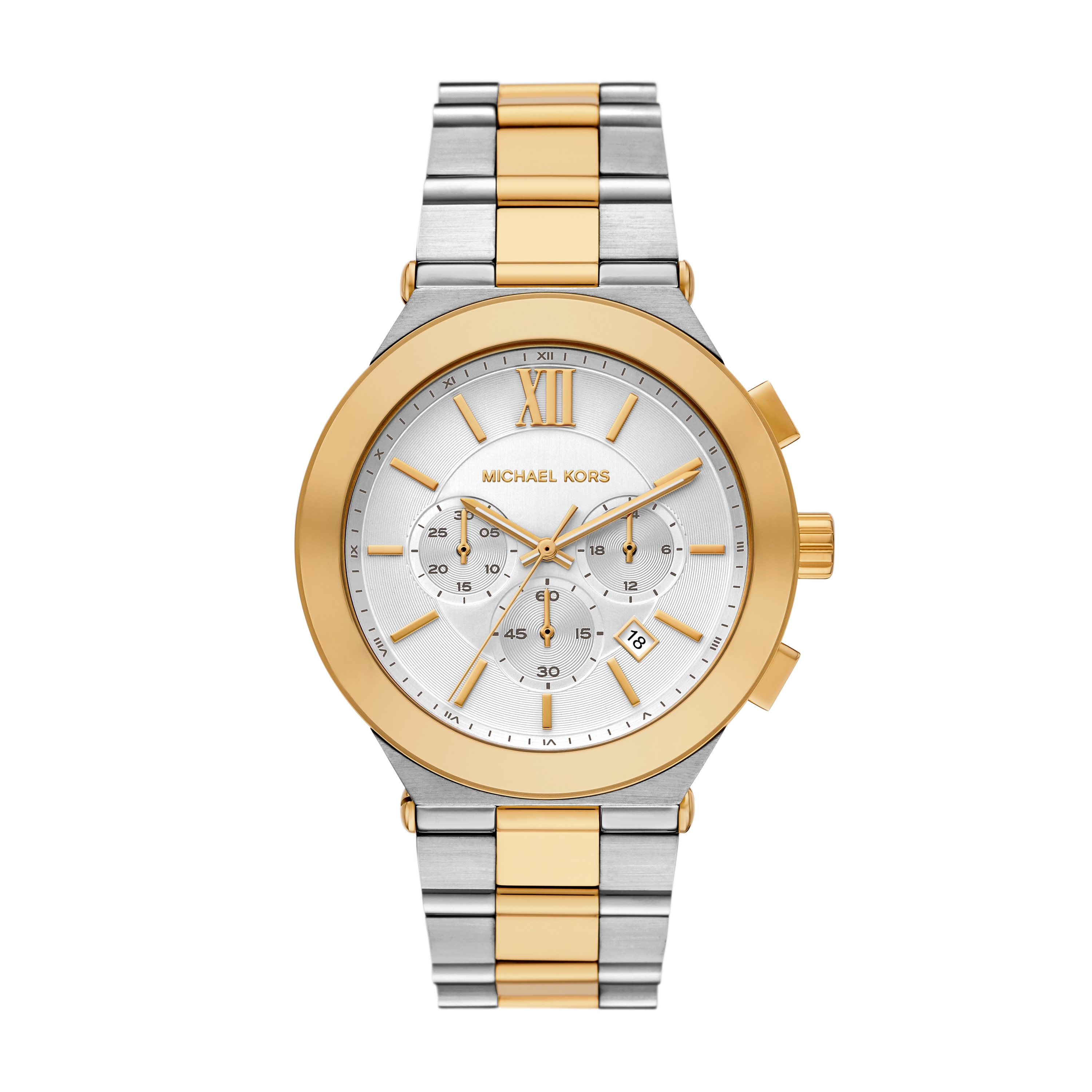 Chronograph MICHAEL KORS "BILLIE", gold (edelstahlfarben, gelbgoldfarben), Armbanduhren, Herren, Chronograph, Quarzuhr, Armbanduhr, Herrenuhr, Edelstahlarmband, analog, Tag