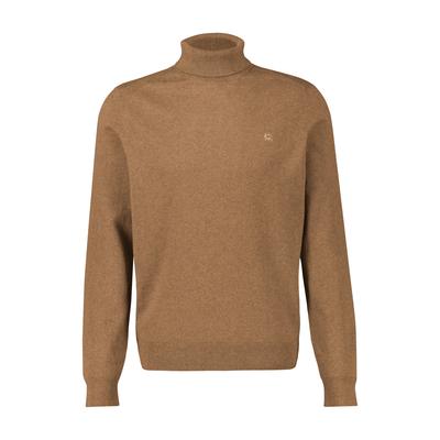 Rollkragenpullover LERROS "LERROS Herren Rollkragen-Strickpullover", Herren, Gr. L, light coffee melange, 100% Baumwolle, ohne Ausschnitt, Langarm, Pullover