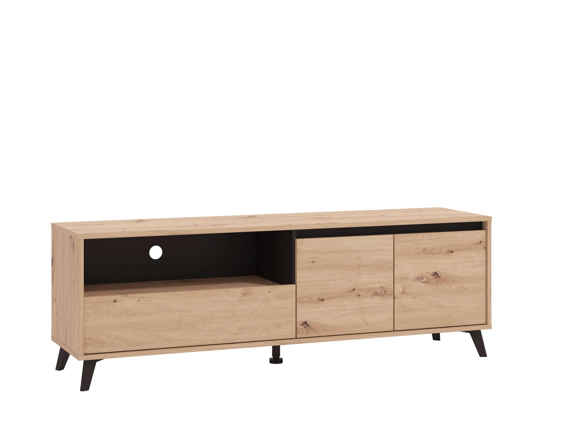 TV-Board INOSIGN "Stirling, TV-Kommode, TV-Board, TV-Schrank, Breite 158,5 cm", schwarz (eichefarben, schwarz), B:158,5cm H:52,5cm T:40cm, FSC-zertifizierter Holzwerkstoff, Sideboards, in 2 Farbausführungen, 2 Türen, mit Schublade