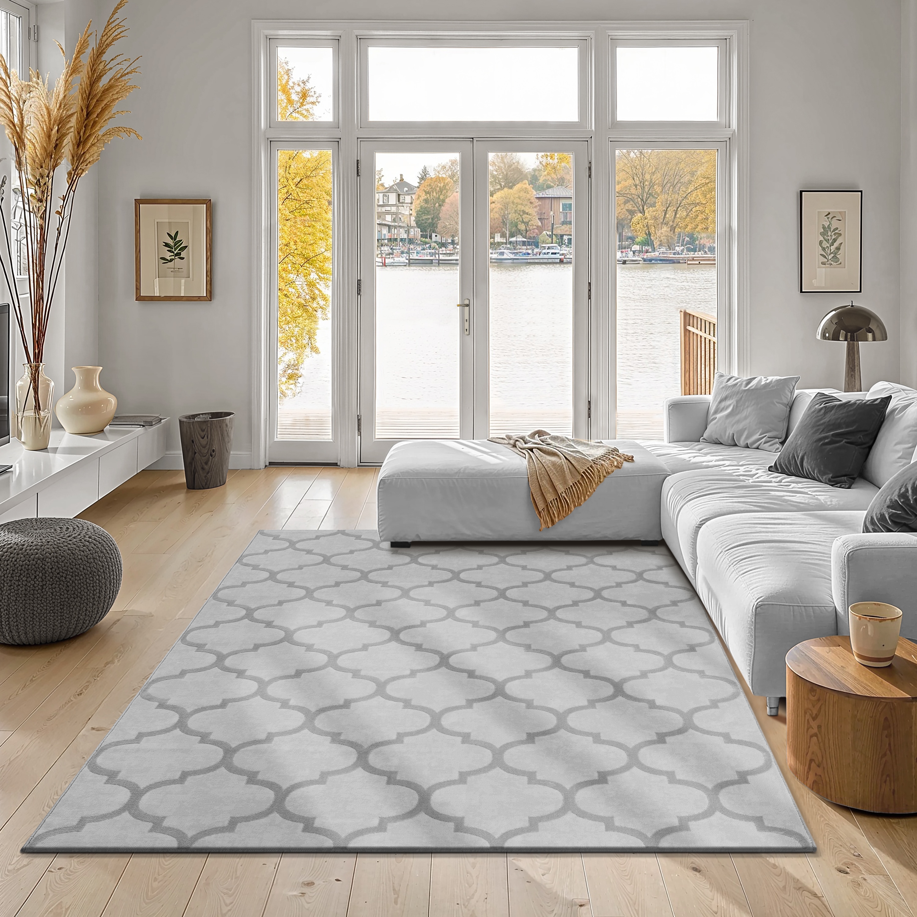 Teppich THE CARPET "Knight", grau, B:80cm H:12mm L:150cm, Polyester, Teppiche, Teppich, moderner Wohnzimmer Teppich elegant glänzender Flor