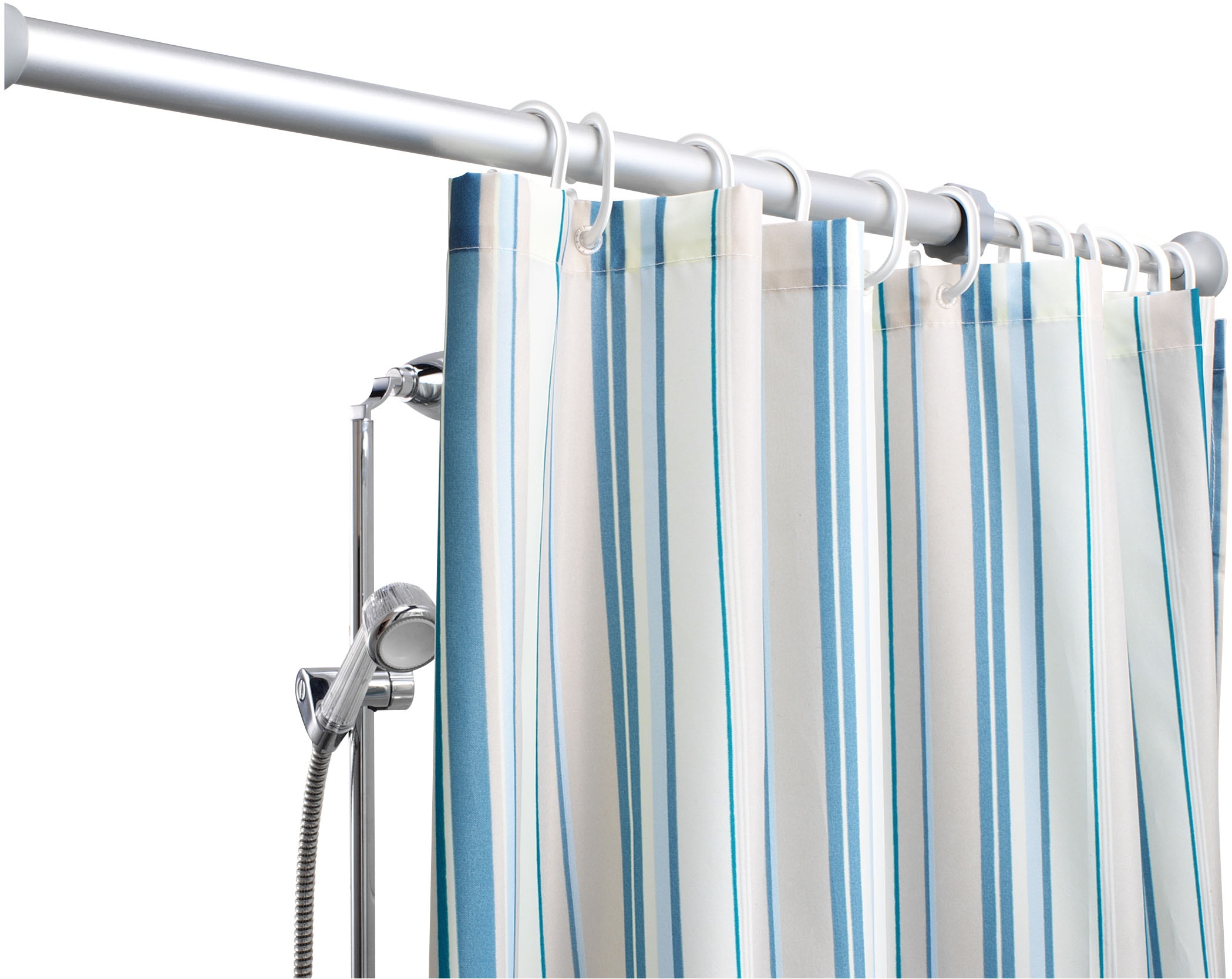 Kleiderstange RUCO "Duschstange/Teleskopstange", silber, B:220cm H:2,5cm T:2,5cm, Aluminium, Kunststoff, Kleiderstangen, Breitenverstellbare Kleiderstange, rostfrei, Made in Germany