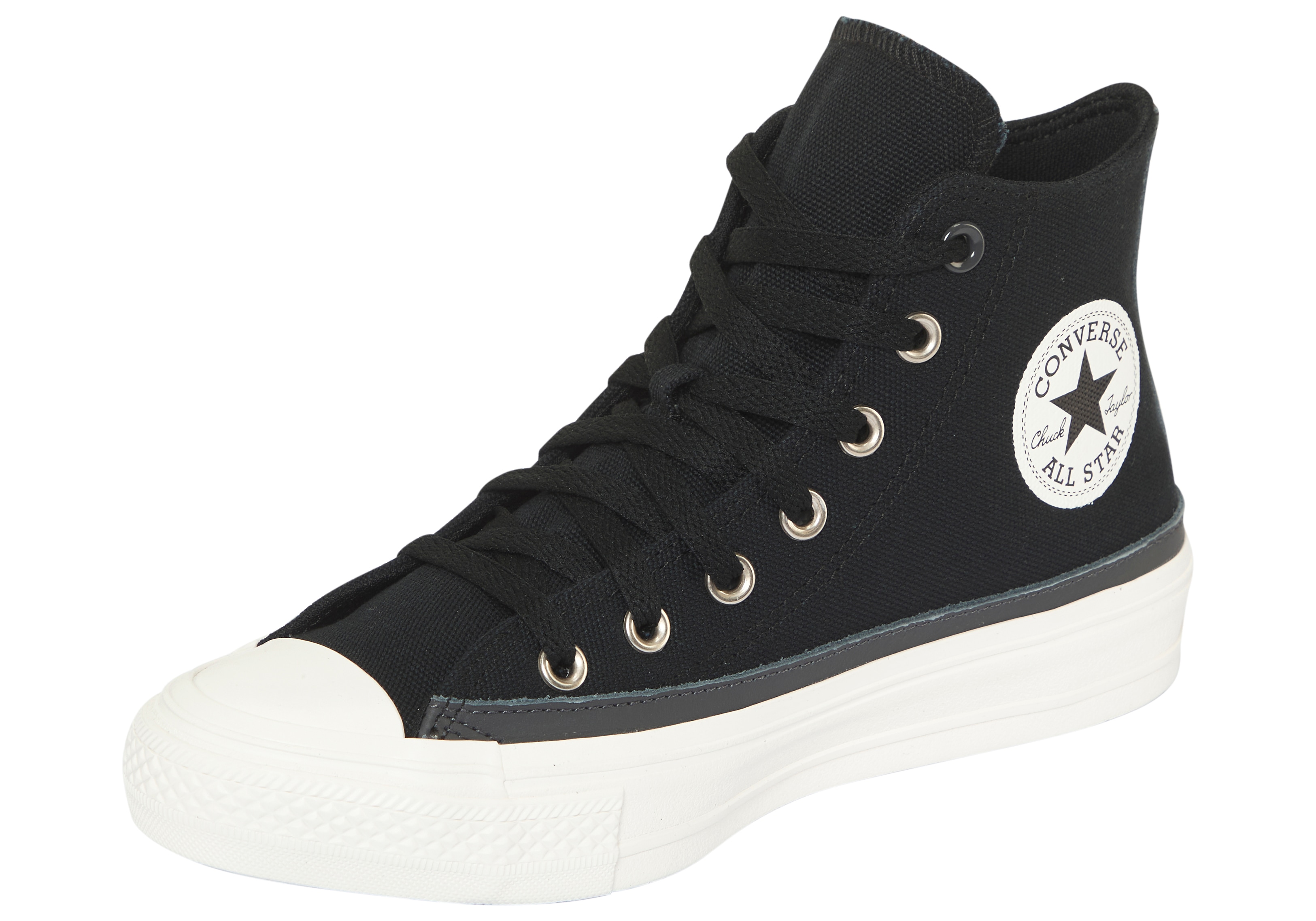 Sneaker CONVERSE "CHUCK TAYLOR ALL STAR WIDE", Herren, Gr. 43, weiß (schwarz, vintage weiß, schwarz), Textil, Schuhe Sneaker