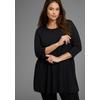 Tunikashirt LAURA SCOTT CURVE, Damen, Gr. 40/42, schwarz, Single Jersey, Obermaterial: 94% Viskose, 6% Elasthan, unifarben, Basic, A-Linie Po-bedeckend, Rundhals, 3/4-Ärmel, Shirts, mit 3/4-Ärmeln in schmeichelnder A-Linie – GROSSE GRÖSSEN