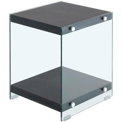 Beistelltisch KAYOOM "Elementary, eckige Form, viel Ablagefläche", schwarz (schwarz matt, klar, schwarz), B:35cm H:45cm T:35cm, MDF, gehärtetes Glas, Tische, Ablageflächen, gehärtetes Glas, pflegeleicht Image