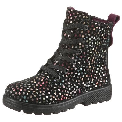 Schnürboots RICOSTA "Anni WMS: normal", Kinder, Gr. 29, schwarz (schwarz multi), Veloursleder, Glitzer, casual, Schuhe, Glitzerschuh mit TEX-Ausstattung, Größenschablone zum Download Image