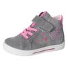 Sneaker RICOSTA "Mala WMS: normal", Kinder, Gr. 25, grau (grau, rosa), Veloursleder, kontrastfarbene Details, modisch, Schuhe, Klettschuh mit Sympatex, Größenschablone zum Download