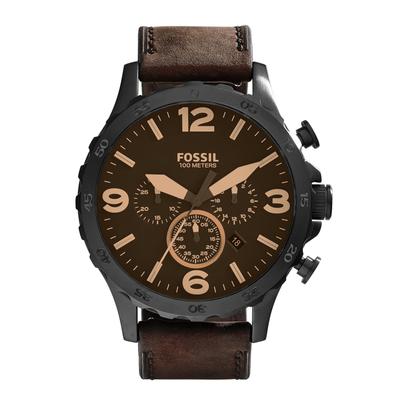 Chronograph FOSSIL "NATE", braun (braun, braun), Armbanduhren, Herren, Quarzuhr, Armbanduhr, Herrenuhr, Stoppfunktion, Edelstahlarmband,Datum Image