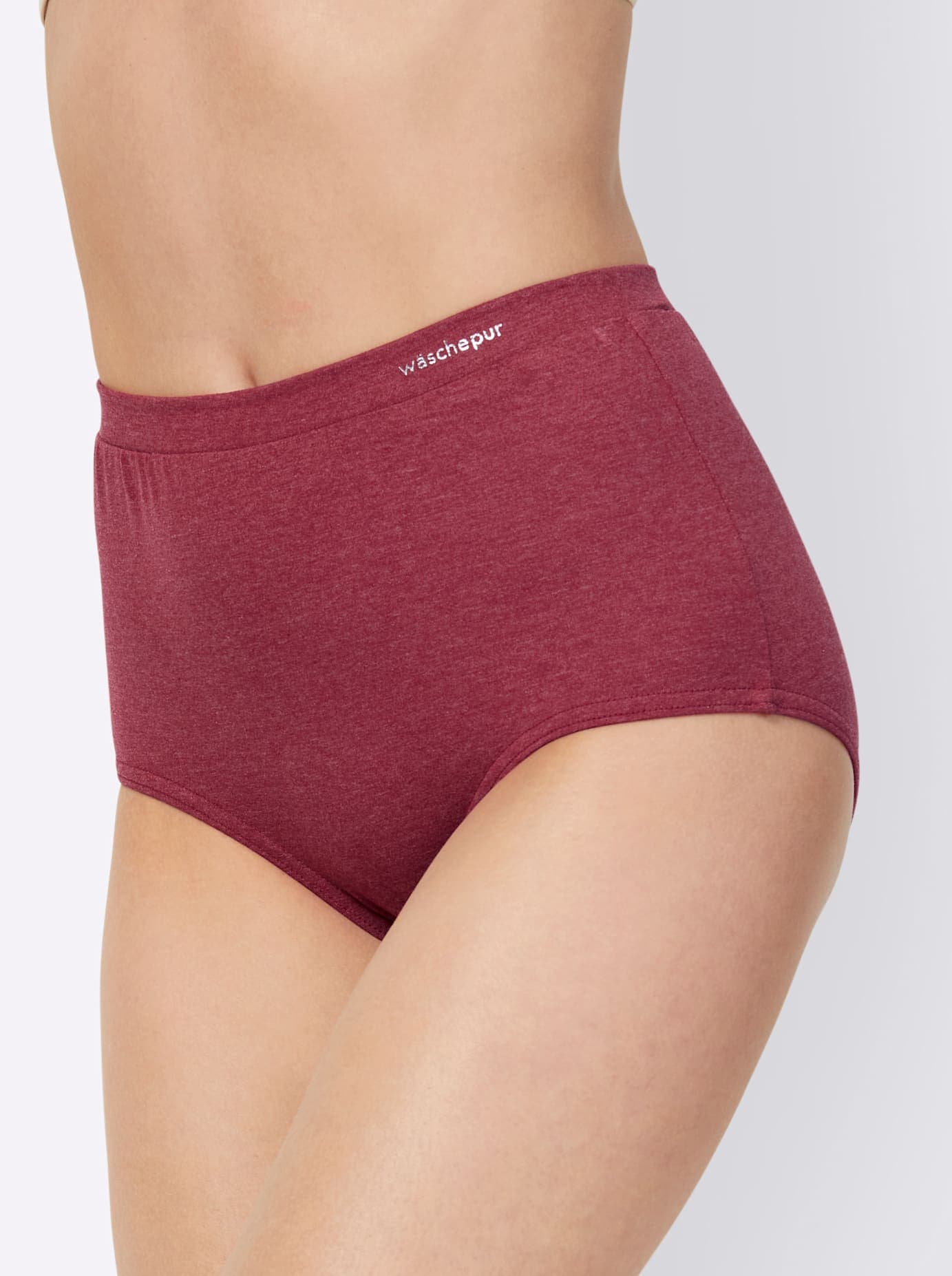 Taillenslip WÄSCHEPUR, Damen, Gr. 40, 4 Stk., blau (2x marine, 2x dunkelrot), 95% Baumwolle, 5% Elasthan, 5% Elasthan, 38% Polyester, 57% Baumwolle, Meliert:5% Elasthan, 11% Polyester, 84% Baumwolle, Uni:5% Elasthan, 95% Baumwolle, Unterhosen...
