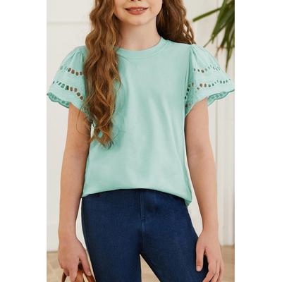Rundhalsausschnitt Baumwoll-T-Shirt mit Flatterarmeln Image