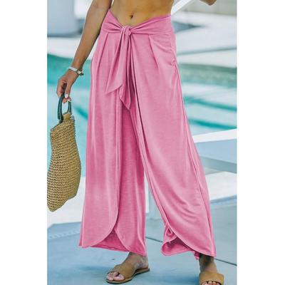 Entspannte Hose mit geknoteter Taille und geteiltem Bein Image