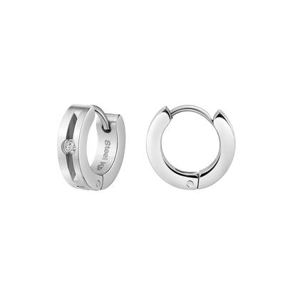 Zeeme Stainless Steel Klappcreolen Edelstahl glanz Zirkonia Image
