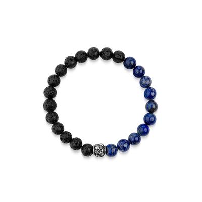Zeeme Stainless Steel Armband Edelstahl Lavakugeln und Lapis Image