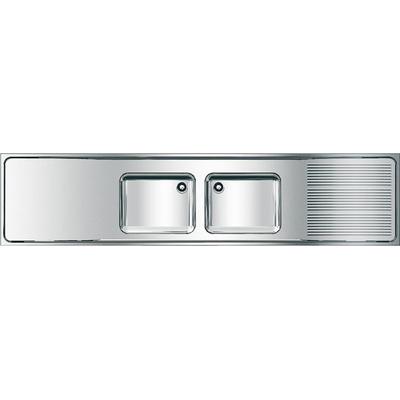 KWC Aquarotter Gewerbespüle, MAXIMA, Edelstahl, 2 Becken, 2600x432x600 mm, Tropfteil re, 2000057712 2000057712 Image
