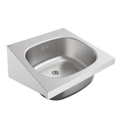 KWC Aquarotter Einzelwaschtisch, ANIMA, Edelstahl, 400x200x412 mm, o. Hahnl., m. Überl., 203.0500.57 203.0500.577 Image