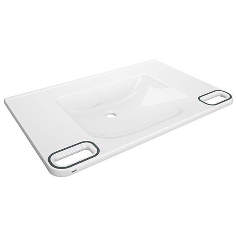 KWC Aquarotter Einzelwaschtisch, MEDCARE, MIRANIT, 850x150x550 mm, weiß/grau, Griff, 2030072436 2030072436 Image