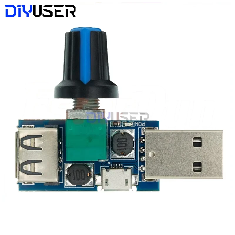 5V PWM Lüftergeschwindigkeitsreglermodul, Mini-USB-DC-Kühlregler, 4 Geschwindigkeiten einstellbar, für PC-Gehäuse, 3D-Drucker, geräuschlose Kühlung Image