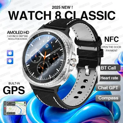 Klassische 8 Ultra Smart Watch 46 mm HD AMOLED-Bildschirm GPS-Tracking ChatGPT NFC BT Anruf Sport Smartwatch Mode Männer Frauen Uhren