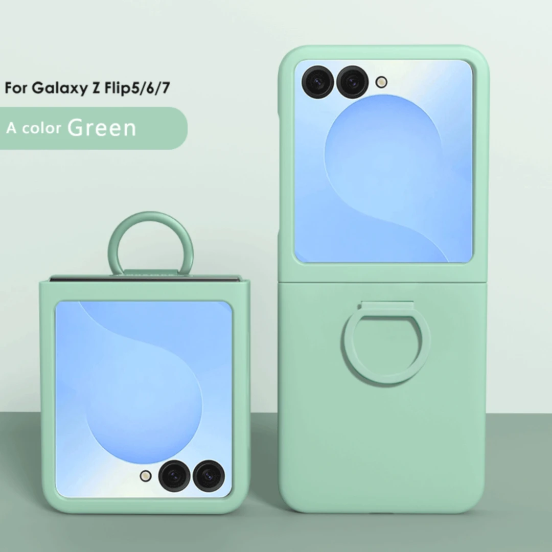 Farbverlaufs-Hautgefühl, Hartschalen-Handyhülle mit Ring für Samsung Galaxy Z Flip 7, FE 6, 5, Flip7, große Fensterschutzhülle Image