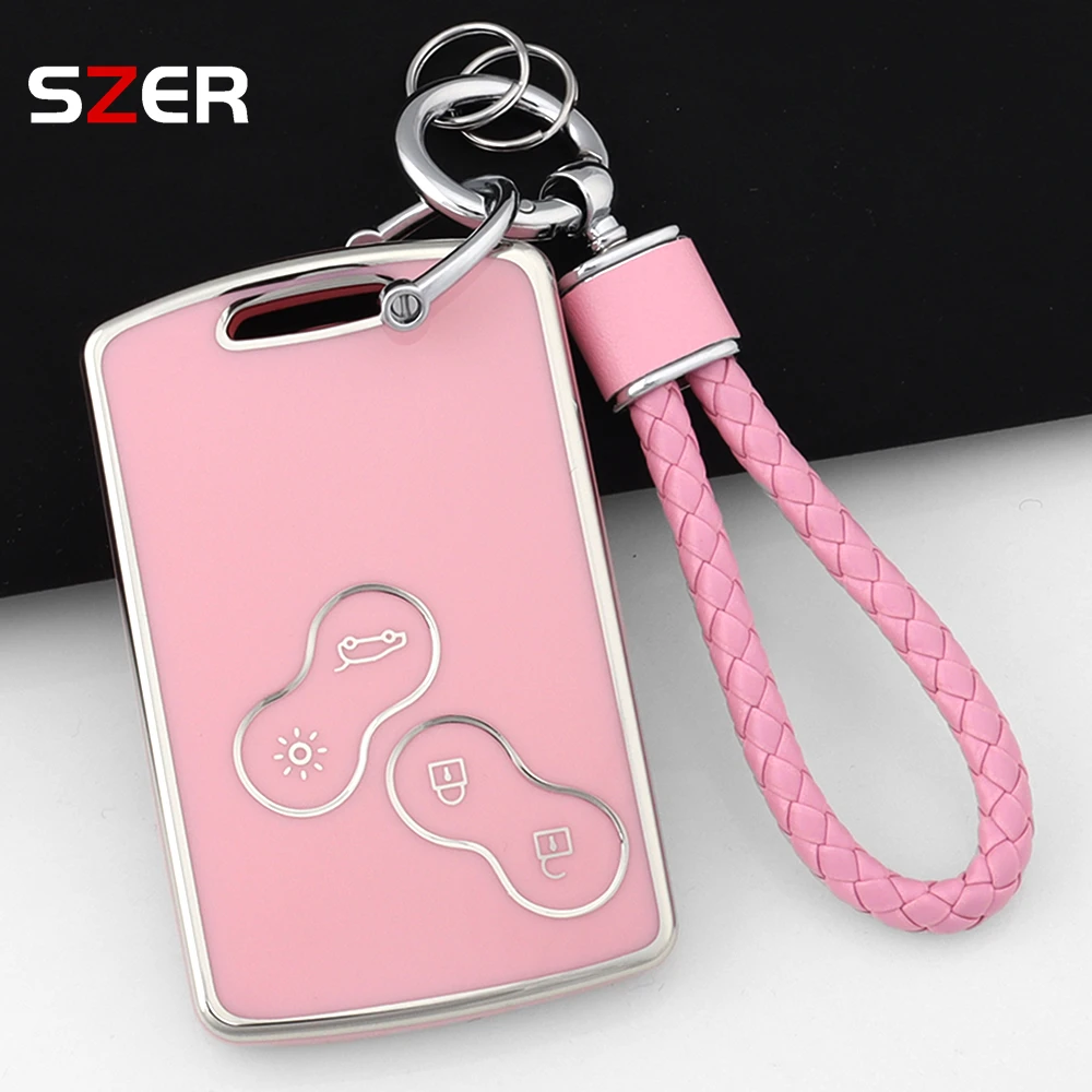 NEUE TPU Auto Smart Key Fall Abdeckung Für Renault Clio Laguna Koleos Megane Fluence Zoe Scenic Captur Karte Geschützt Fob Schlüsselbund Image