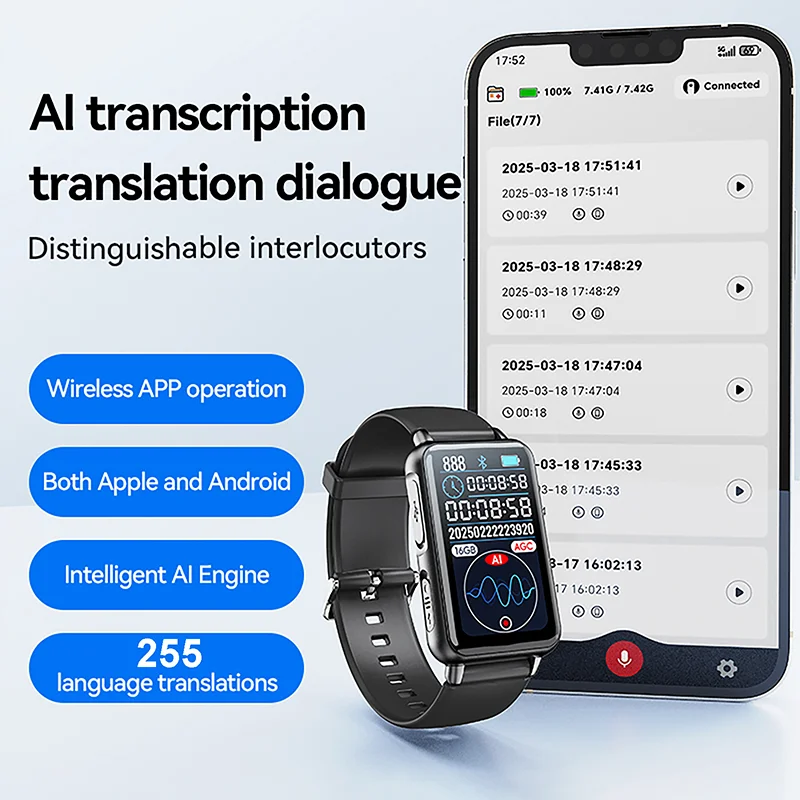S18A Tragbare AI Intelligente Voice Recorder Handy Anruf Recorder Übersetzung Aufnahme APP Steuerung für Meeting Interview Image