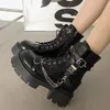 2025 neue frauen Stiefel Gothic Damen Schuhe Niet Kette Design Kurze Stiefel Mode Dame Rock Stiefel Metall Dekor Punk frauen Schuhe