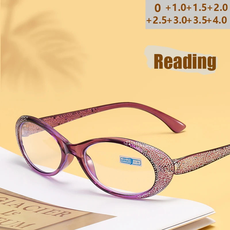 Neue Mode Diamant-intarsien Anti-blau Licht Lesebrille Cat Eye Lesebrille frauen High Definition Lesebrille 406 Image