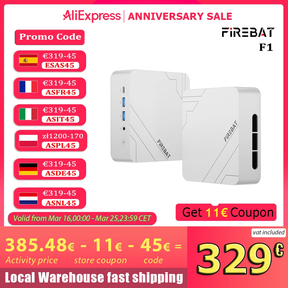 Firebat Mini-PC F1 AMD Ryzen 5 7640HS 12GB RAM 16GB DDR5 5600MHz 512GB SSD Windows11 PC Wi-Fi 6 BT5.2 USB4.0 Mini-PC Computer Image