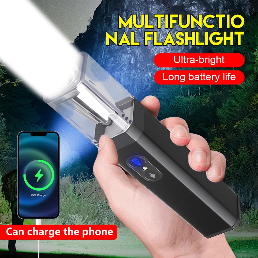 Starke Beleuchtung ABS-Taschenlampe USB-Aufladung Tragbare Outdoor-EDC-Taschenlampe Camping Hängende Notfall-Taschenlampen mit Schwanzmagnet Image