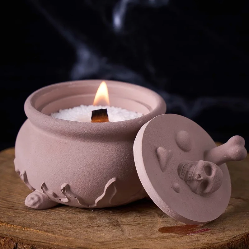 Halloween Ornamente Schädel Kerze Glas Silikon Form DIY Handgemachte Schmuck Lagerung Box Gips Harz Handwerk Casting Formen Wohnkultur Image